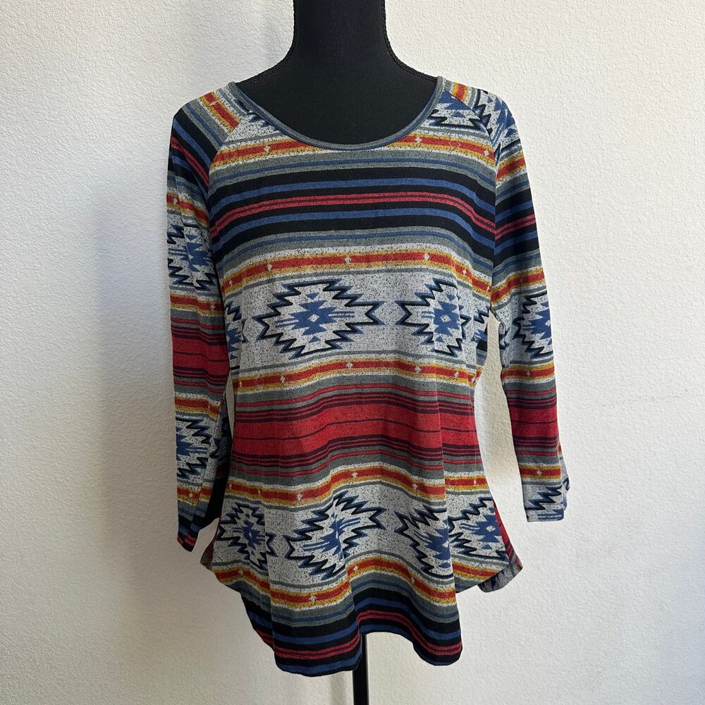 Parsley & Sage Colorful Geometric Long Sleeve Top